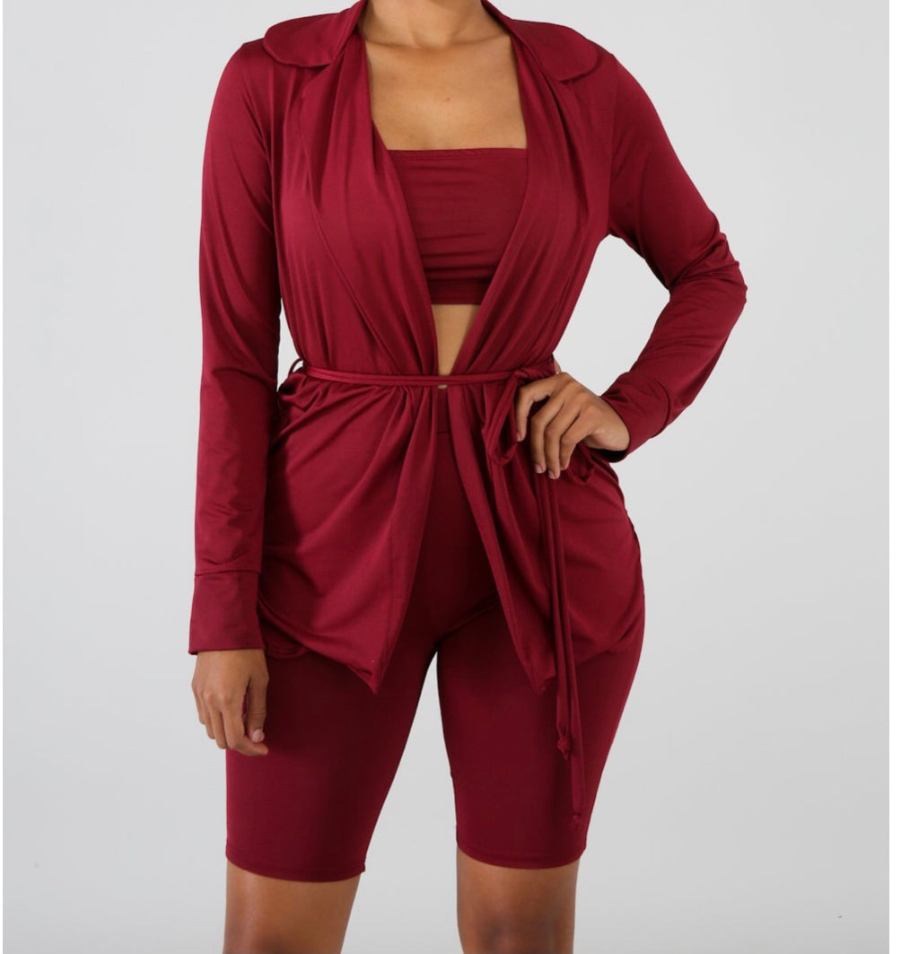 Cranberry 3-Piece Short Set