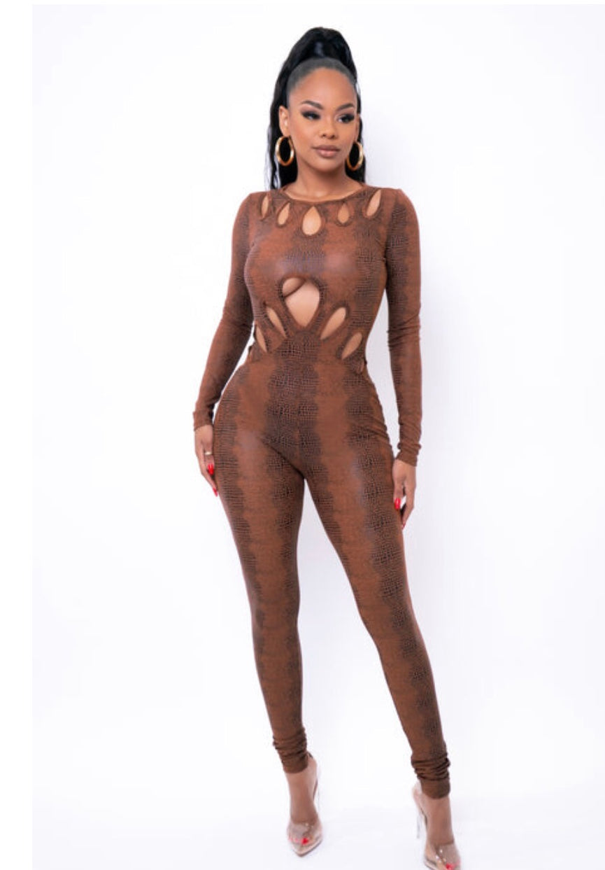 Brown and Black Anaconda Jumpsuit