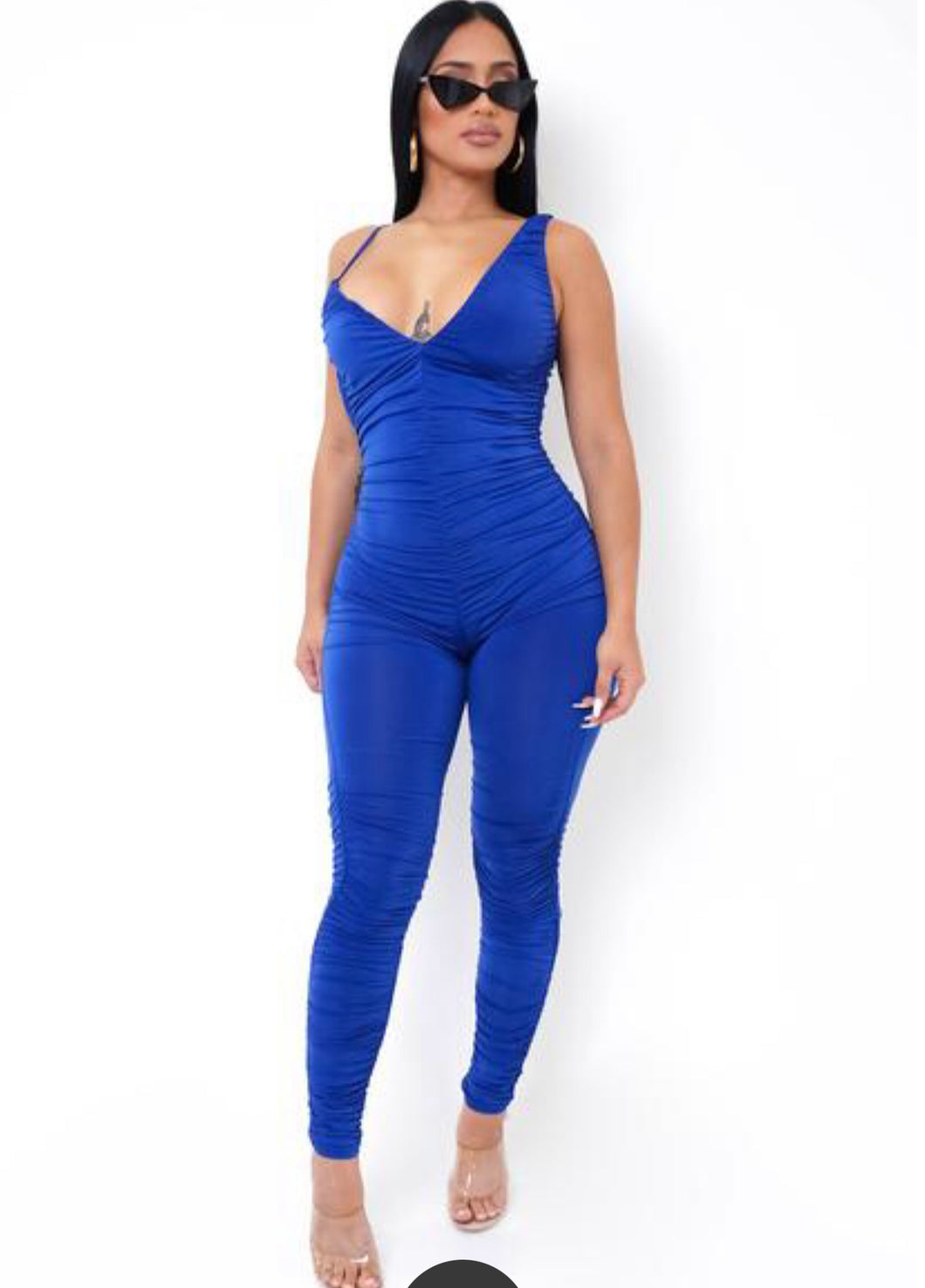 Sarah Ruched Blue Jumpsuit