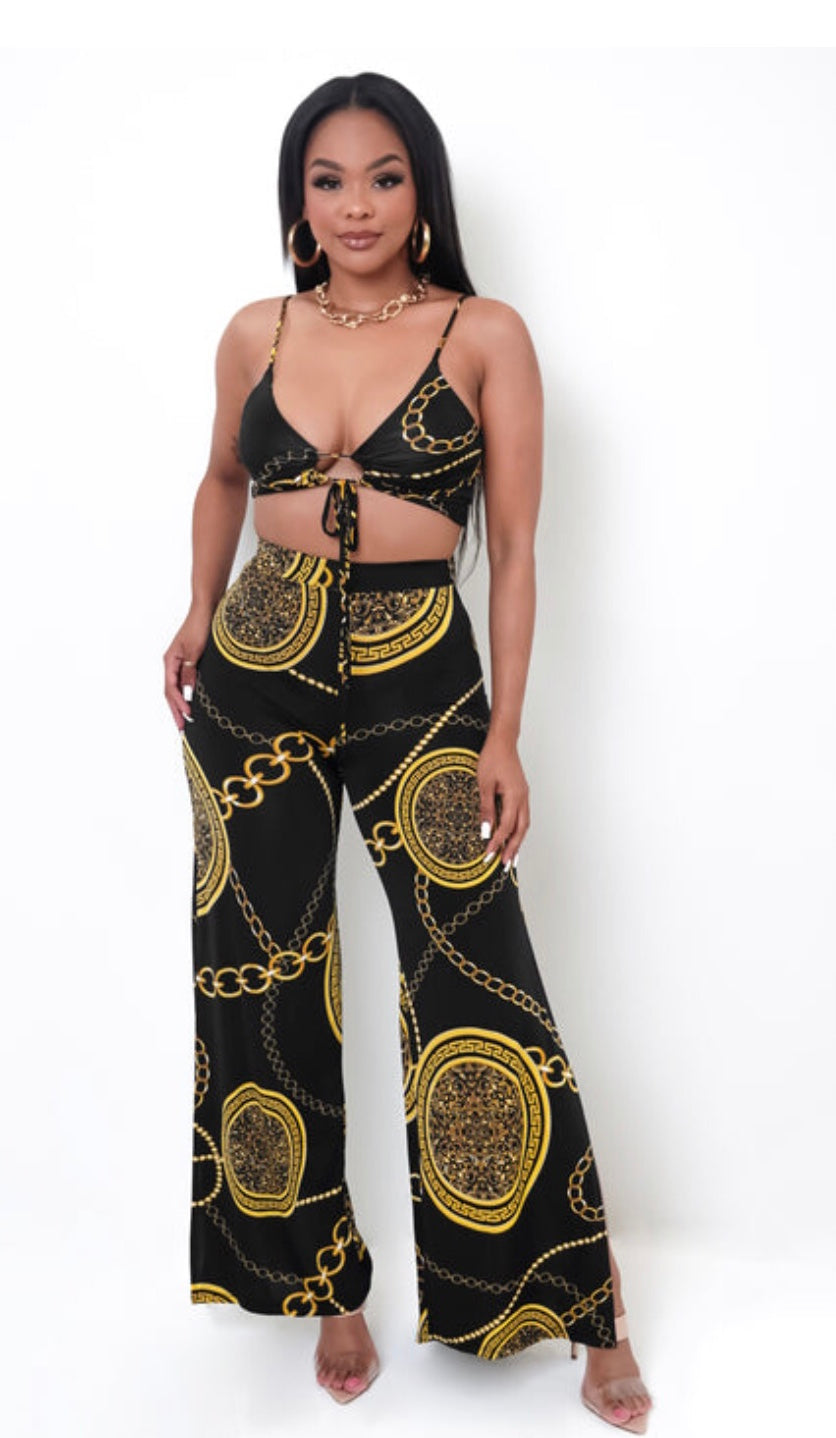 Black/Gold Pants Set