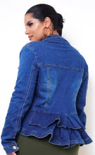 Load image into Gallery viewer, Ruffled Denim Shirt/Jacket~Plus
