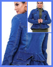 Load image into Gallery viewer, Ruffled Denim Shirt/Jacket~Plus
