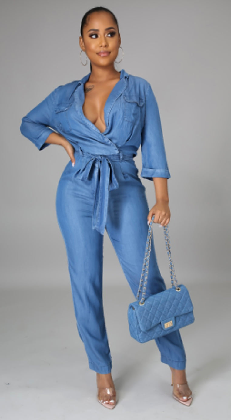 Med Denim Jumpsuit