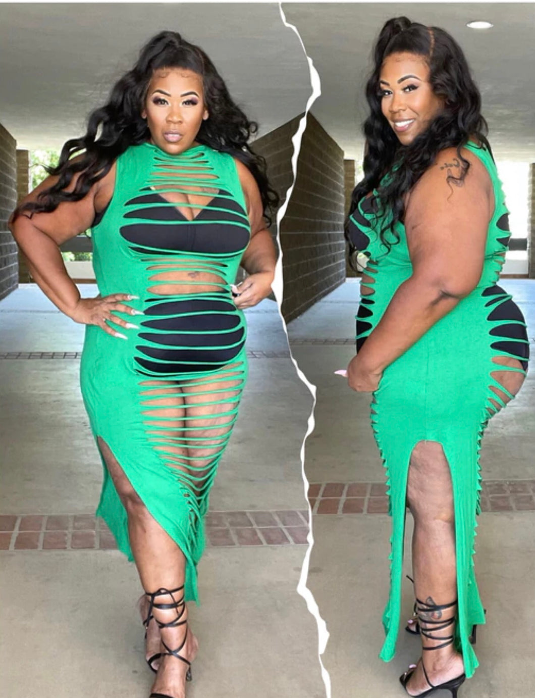 Plus Size Front/Back Sliced Dress