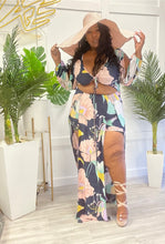 Load image into Gallery viewer, Plus Size Navy Floral Double Slit Skort Maxi
